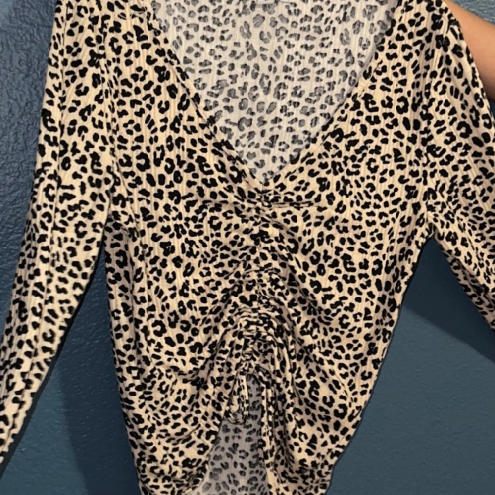 Cinched Leopard Crop Top